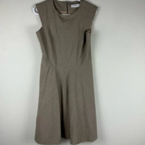 MM LaFleur Beige Tan Wool Blend Cap Sleeves Business Casual Shift Dress 10 - Picture 1 of 5